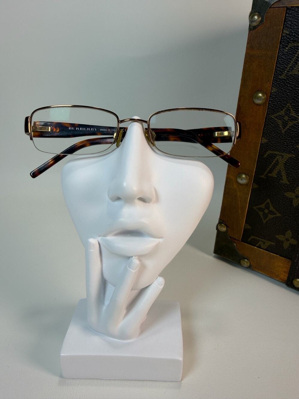 Burberry B1017 1018 Eyeglasses Frame Bronze Metal Tortoise Semi-Rimless 53-19140